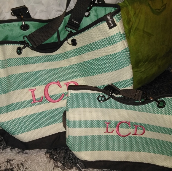 thirty-one Handbags - 🆕⭐ Thirty-One teal brown striped bags 2